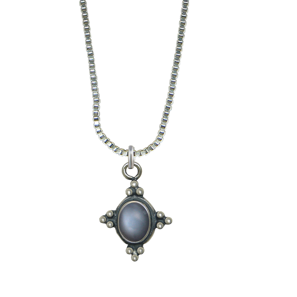 Sterling Silver Little Grey Moonstone Pendant Necklace